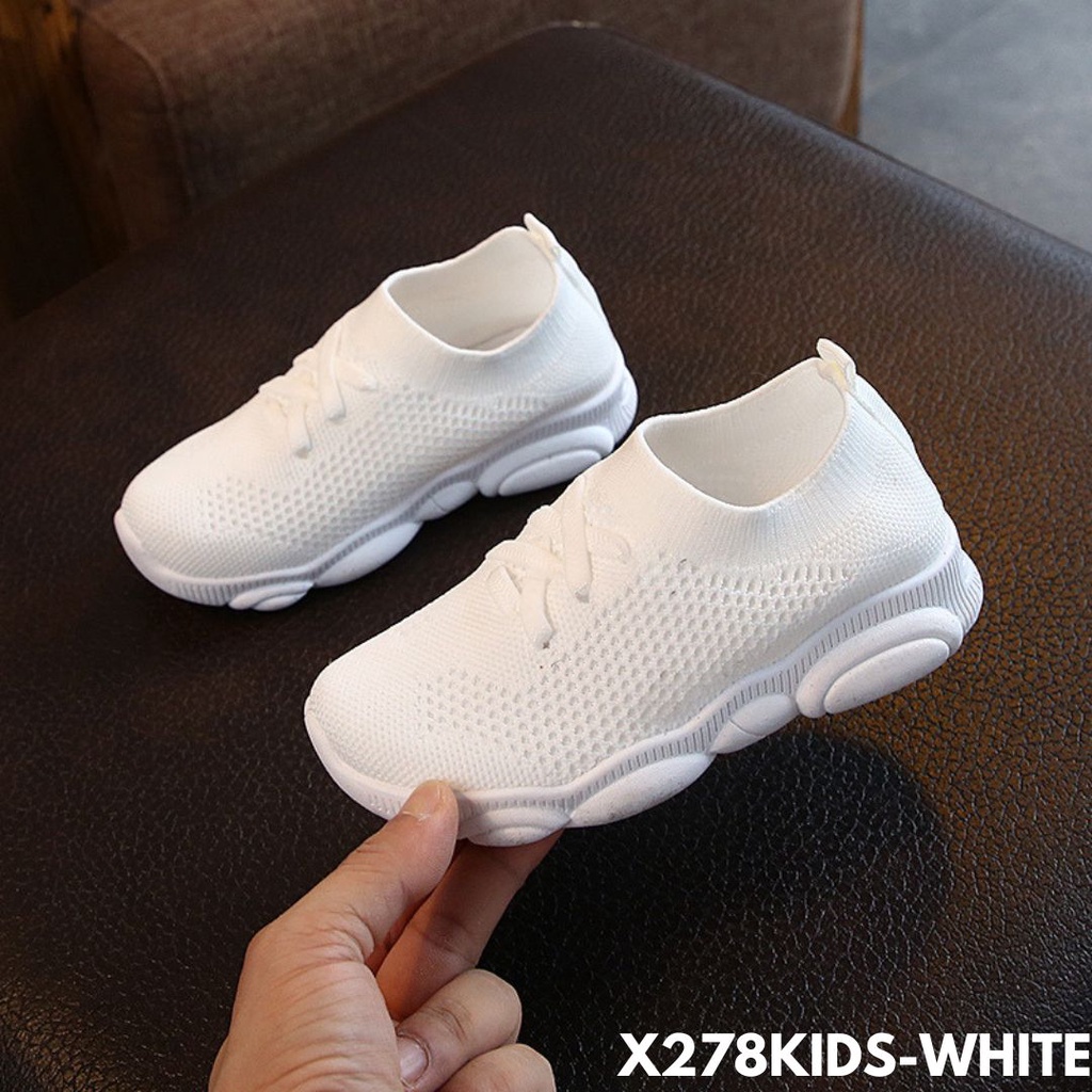 SEPATU SNEAKERS ANAK-ANAK KEKINIAN TERBARU POLOS NYAMAN PRAKTIS BAHAN FLYKNIT IMPORT 278KIDS