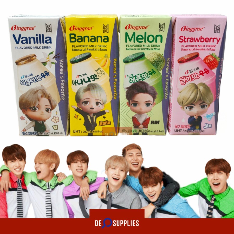 Khas Jaya BTS x Binggrae Milk Korea Susu rasa Buah Import - BTS