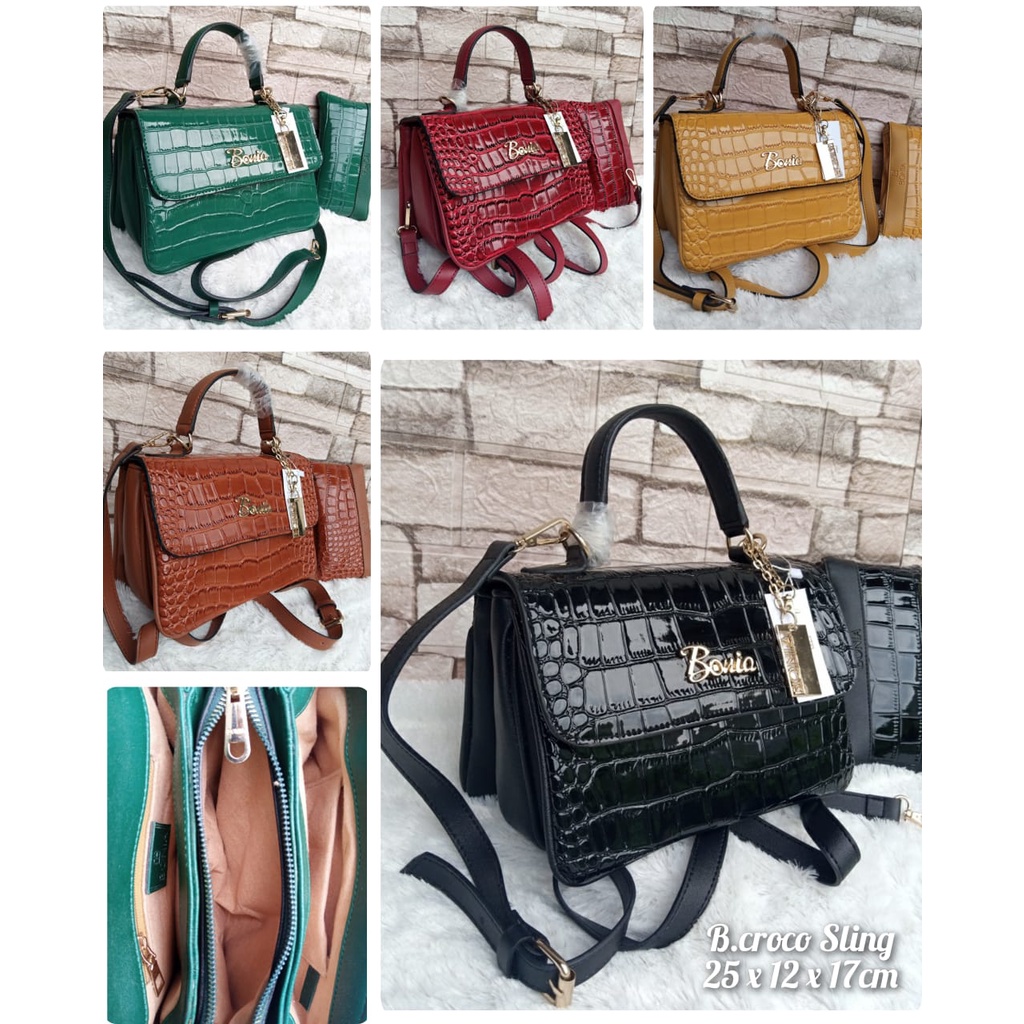 tas selempang wanita bonia sling croco