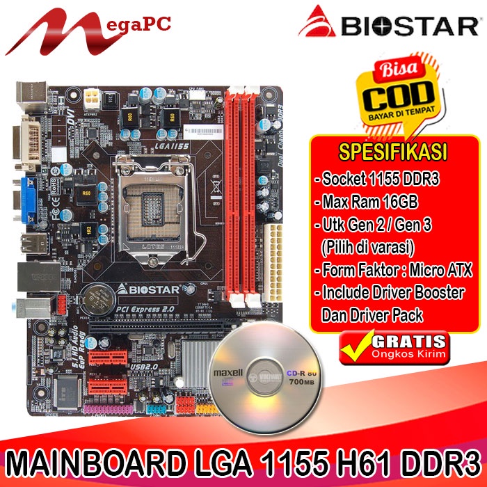 Mainboard LGA 1155 H61 Ddr3 Biostar