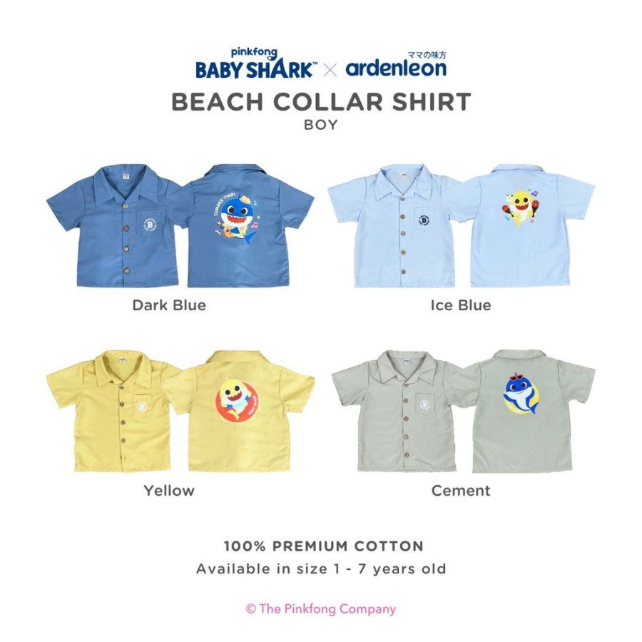 Arden leon Pinkfong Baby Shark Beach Boys Collar Shirt