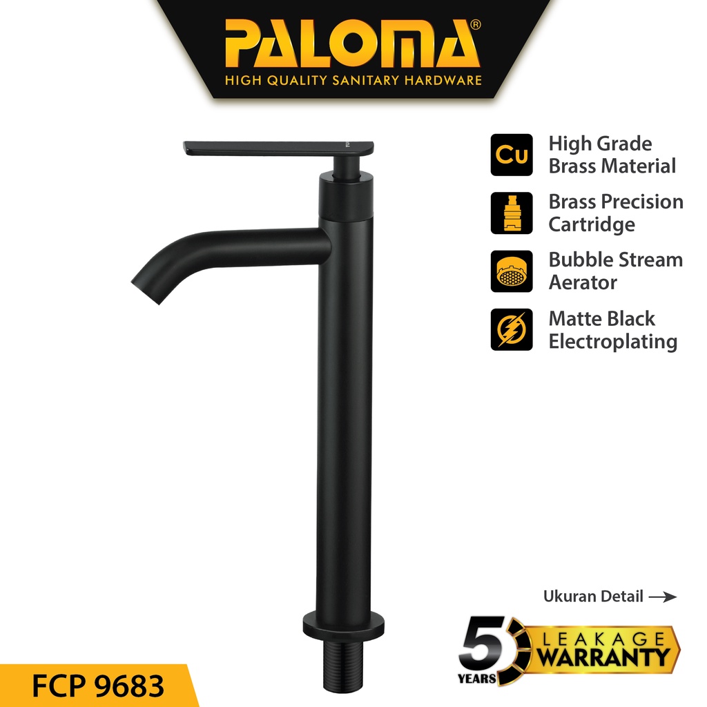 PALOMA FCP 9683 Keran Wastafel Tinggi Bambu Cuci Tangan Meja Kran Air