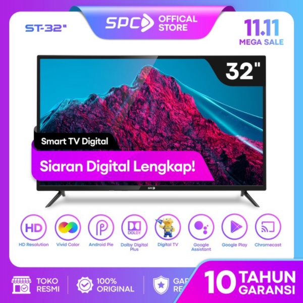 SPC Smart TV LED 32 inch - HD Android 9.0 Berkualitas