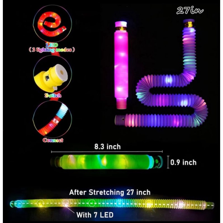 Lampu LED Light Up Pop Tubes Pipes Mainan Anak Pipa Stick Tarik Glow Kedip Kedip