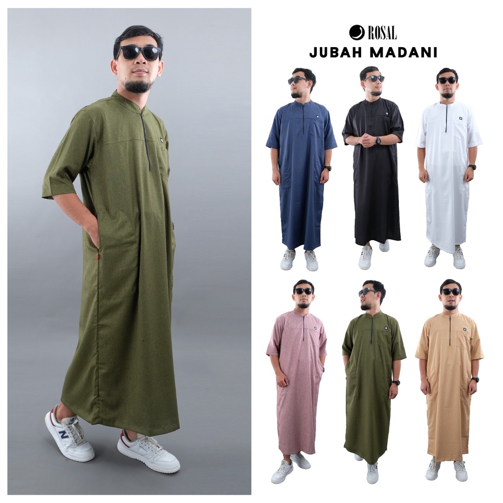 ROSAL Jubah Madani Gamis Pria Lengan Pendek