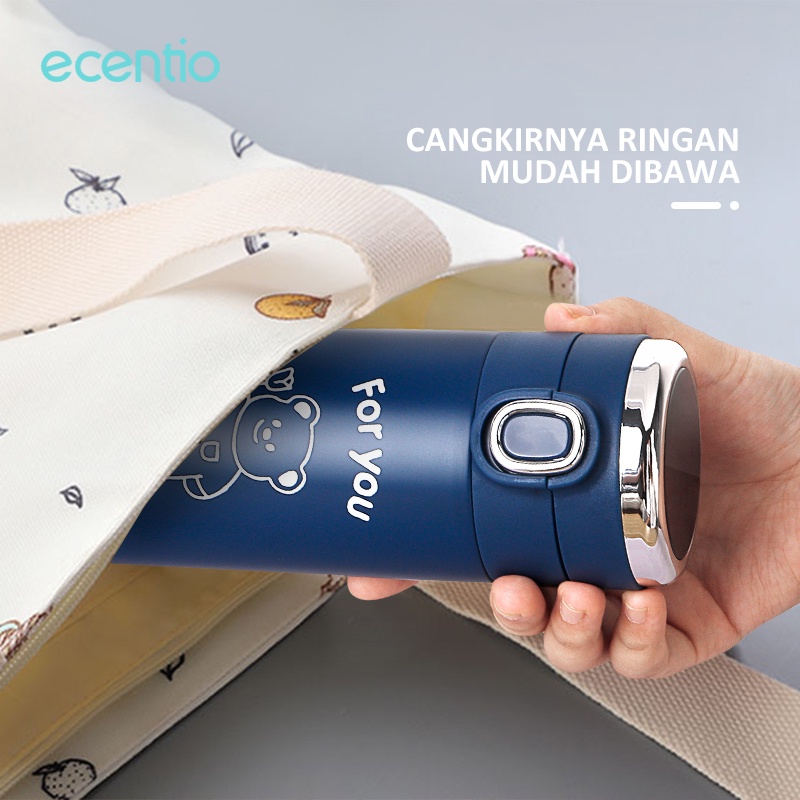 Foodi 420ml termos air panas mini Led Display Vacuum Cup 304 stainless steel Biru tua tumbler minum termos botol minum termos