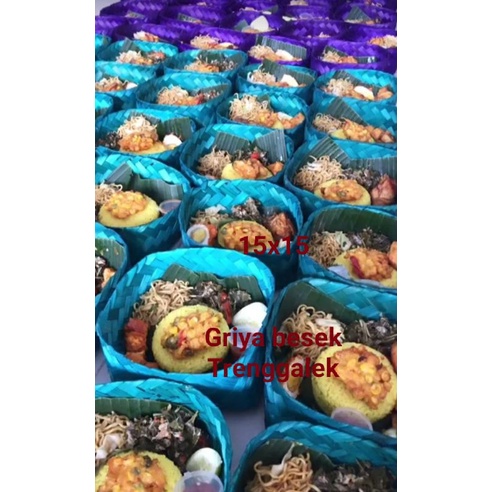 besek bambu warna nasi 15x15 sepasang