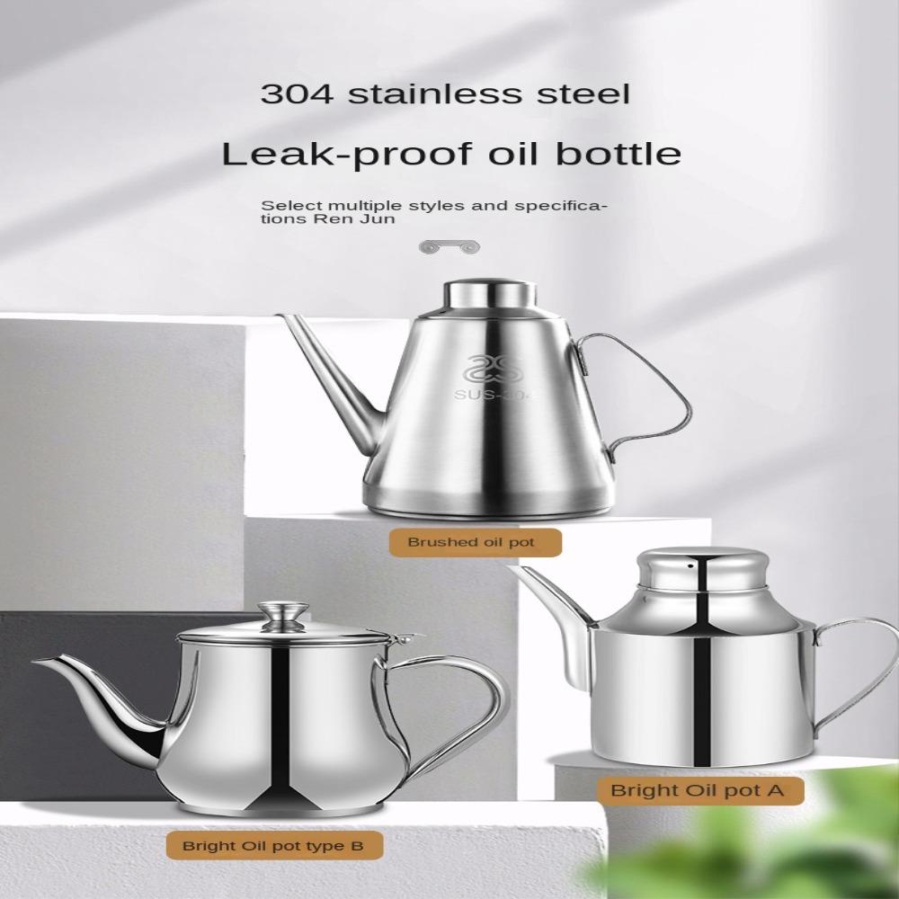 Solighter Stainless Steel Ketel Minyak Bumbu Seasoning Sealed Anti Bocor Wadah Penyimpanan Dapur Panci Olive Bisa Alat Masak Dispenser Cuka