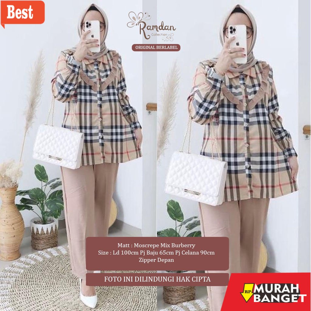 baju setelan wanita kekinian 2022 Ramdan Collection A048 | Kimo One Sett 2 in 1 Terbaru Setelan Tuni