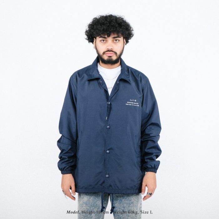 UNKL347 Jaket Pria Windbreak Navy Sablon Simpel NSIN