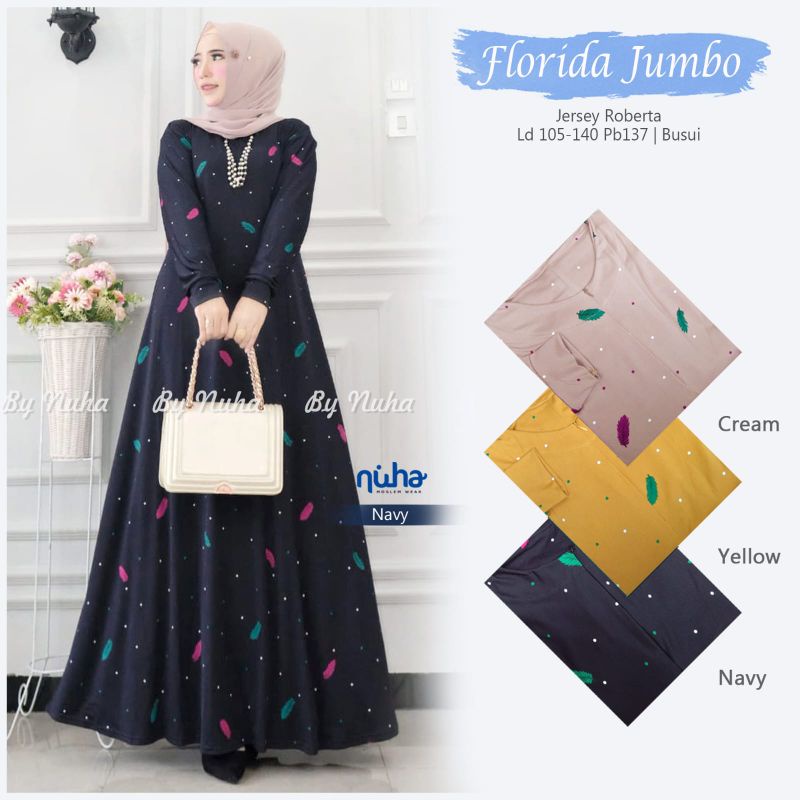 Gamis Wanita Florida Jumbo Nuha Dress Busui Gamis Mayung.