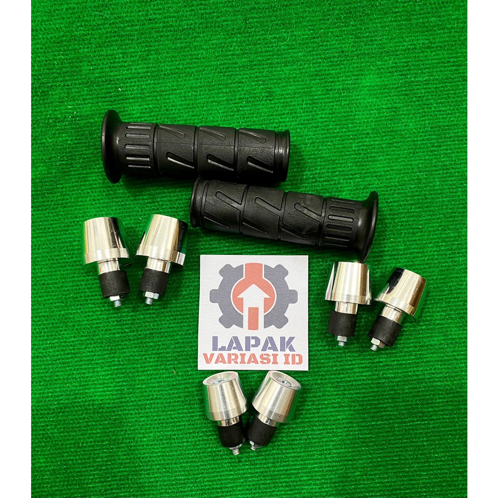 HANDGRIP + JALU STANG PCX / BANDUL BAR END CHROME SET SEPASANG KANAN KIRI UNIVERSAL MOTOR HONDA BEAT