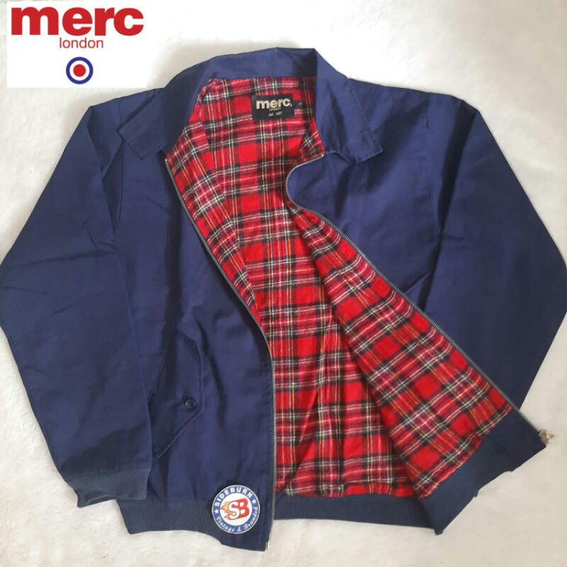 MERC LONDON HARRINGTON JACKET NAVY FULL TARTAN