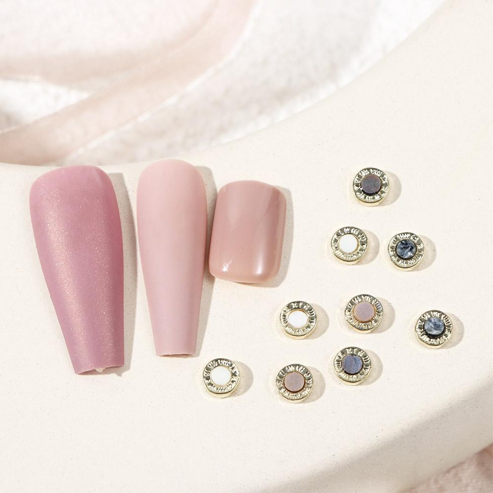 Mxbeauty Aurora Nail Art Rhinestones Wanita Imitasi Kerang Hiasan Kuku Berbentuk Bulat Perhiasan Kuku 3D