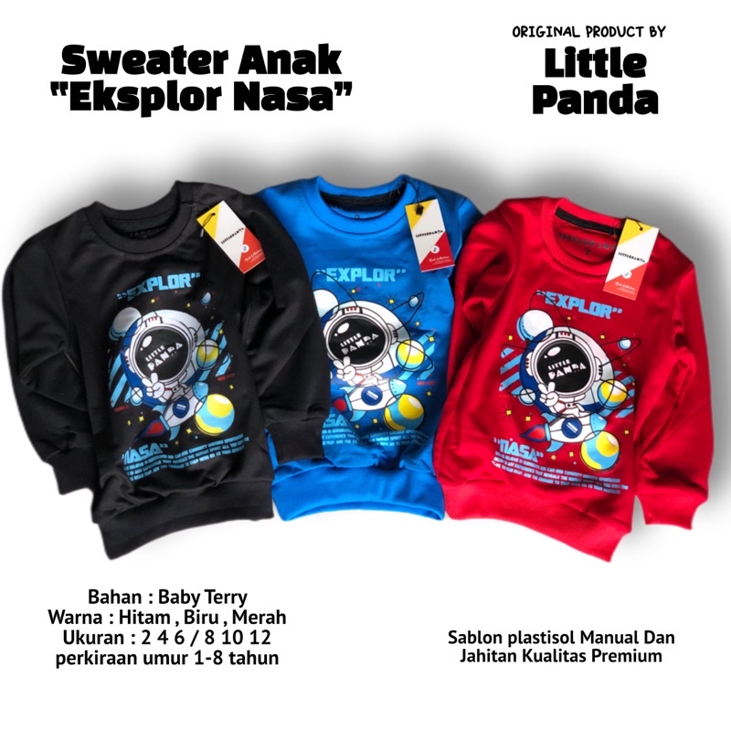 Sweater Anak Laki Laki 1-8 Tahun Bahan Baby Terry