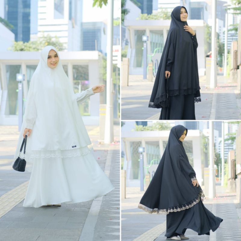 GAMIS SET SYAR'I UMROH HAJI/GAMIS HITAM & PUTIH BUSUI MECCA SERIES BY ARSY