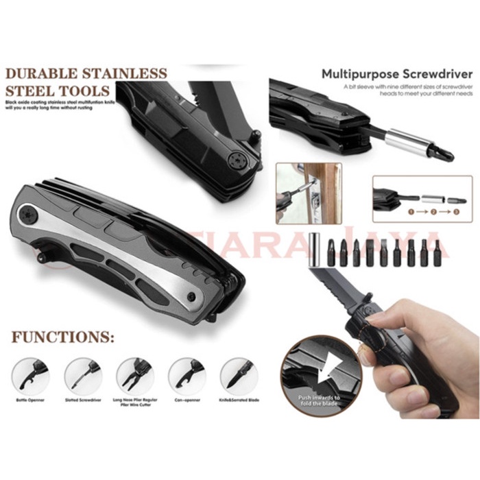PISAU TANG LIPAT MULTIFUNGSI 12 IN 1 POCKET KNIFE / PISAU TANG LIPAT MULTIFUNGSI 12 EKSLUSIF