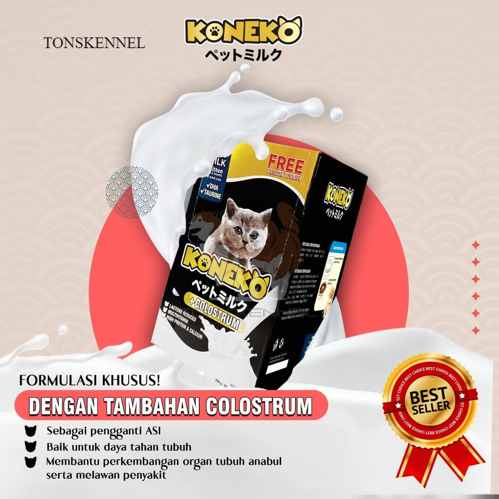 Susu Kucing KONEKO 20gr Sachet | Cat Milk | Japan Licensed | Kitten &amp; Adult Cats Bukan Growssy Top Growth