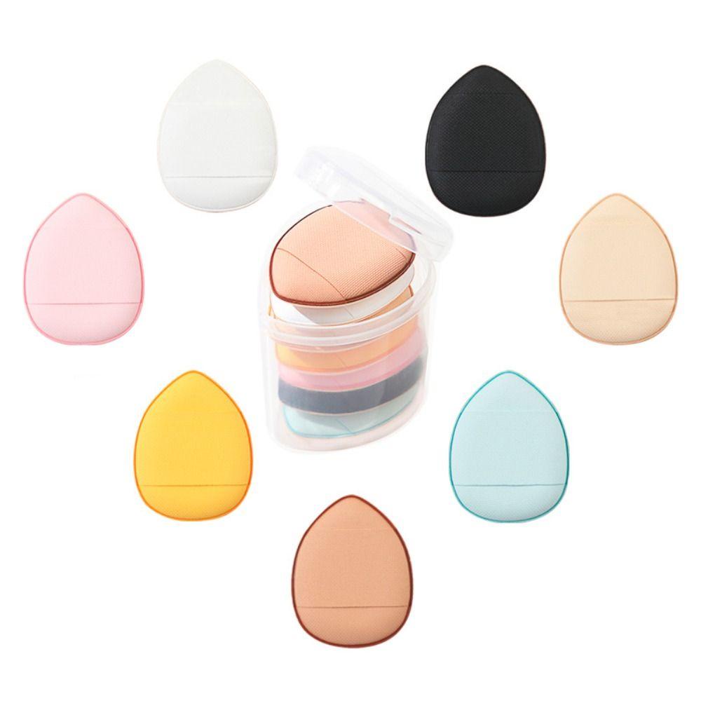 Agustin 7pcs Mini Finger Puff Ujung Jari Wajah Makeup Puff Blush Concealer Cushion Kering Basah Dual-use Makeup Sponge