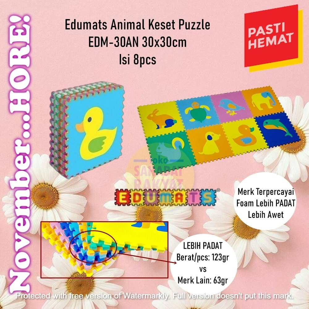 Edumats Animal Keset Puzzle EDM-30AN 30x30cm