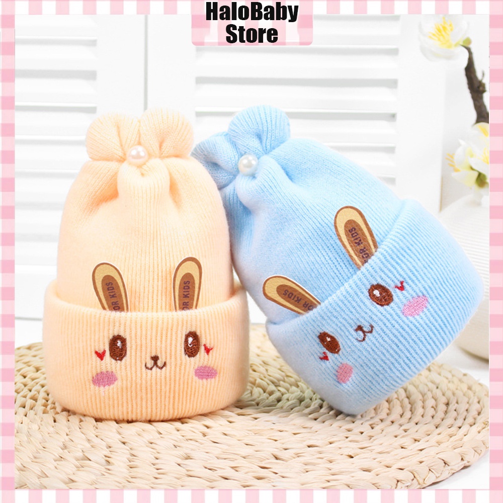 Halo Baby Topi Kupluk Bayi Bahan Rajut Motif KELINCI topi rajut bayi