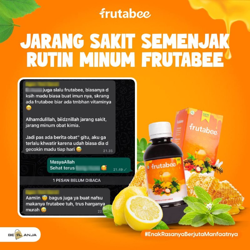 Frutabee Madu Sayur Buah Suplemen Tingkatkan Imun Tubuh Penambah Nafsu Makan Anak Tinggi Antioksidan Multivitamin Dewasa BPOM Berlanja