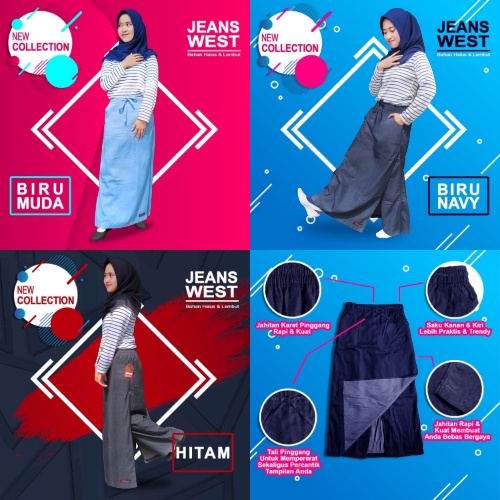 Rok Celana Jean Weast Panjang Muslimah Casual/Formal S M L XL XXL