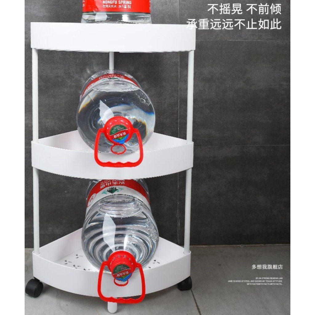 Rak Dapur Triangle Plastik Rak Troli Susun Rak Sudut Rak Susun Roda (S39 / S40)