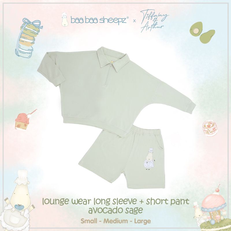 Baabaasheepz Pyama Kids Lounge Wear Long &amp; Short X Tiffany Arthur - Setelan Anak Baabaasheepz pajama