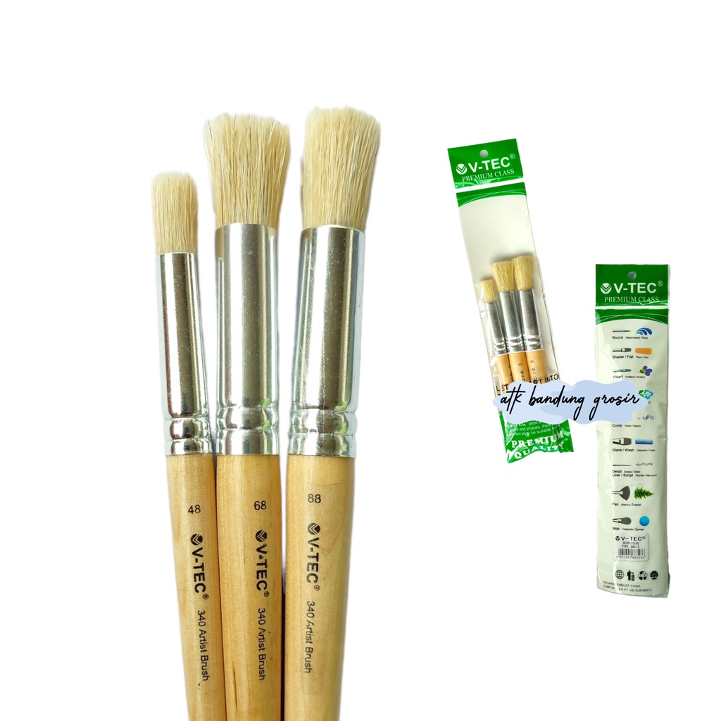 

V-Tec Artist Brush 340/3 Set 3 / Vtec Artis Kuas Bulat / Kuas Lukis 3 Ukuran – Set3