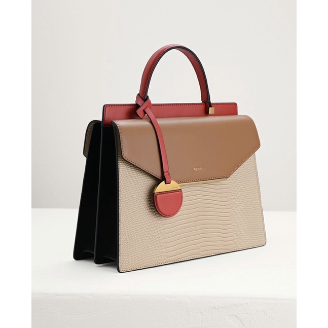 Pedro Lizard-Effect Structured Top Handle Bag
