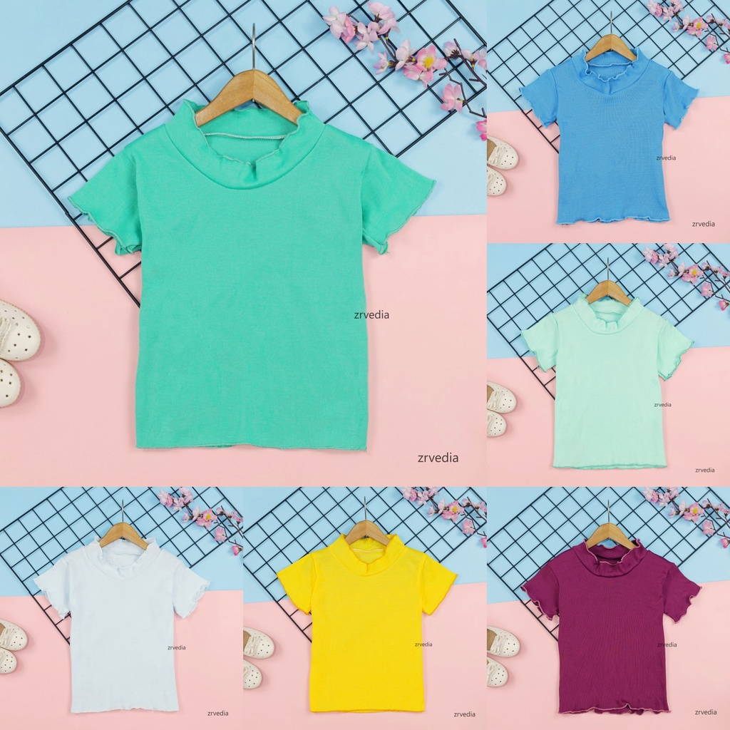 (KNIT) Windy Ruffle Top uk 2-4 Tahun / Kaos Anak Bahan Cotton Rib Blouse Tebal Stretch Balita 2-4 Tahun Atasan Polos Perempuan ZR Vedia