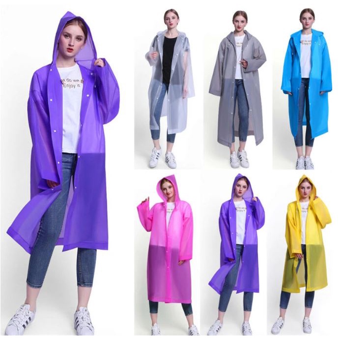 (NCS) Jas Hujan EVA Dewasa Premium Quality Lengan Panjang Semi Transparan Polos Lengan Karet Korea Poncho Transparant Bahan PEVA Mantel Raincoat