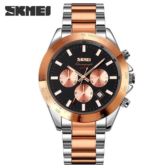 JAM TANGAN PRIA RANTAI STAINLESS STEEL SKMEI 9259 CHRONOGRAPH ORIGINAL WATERESISTAN