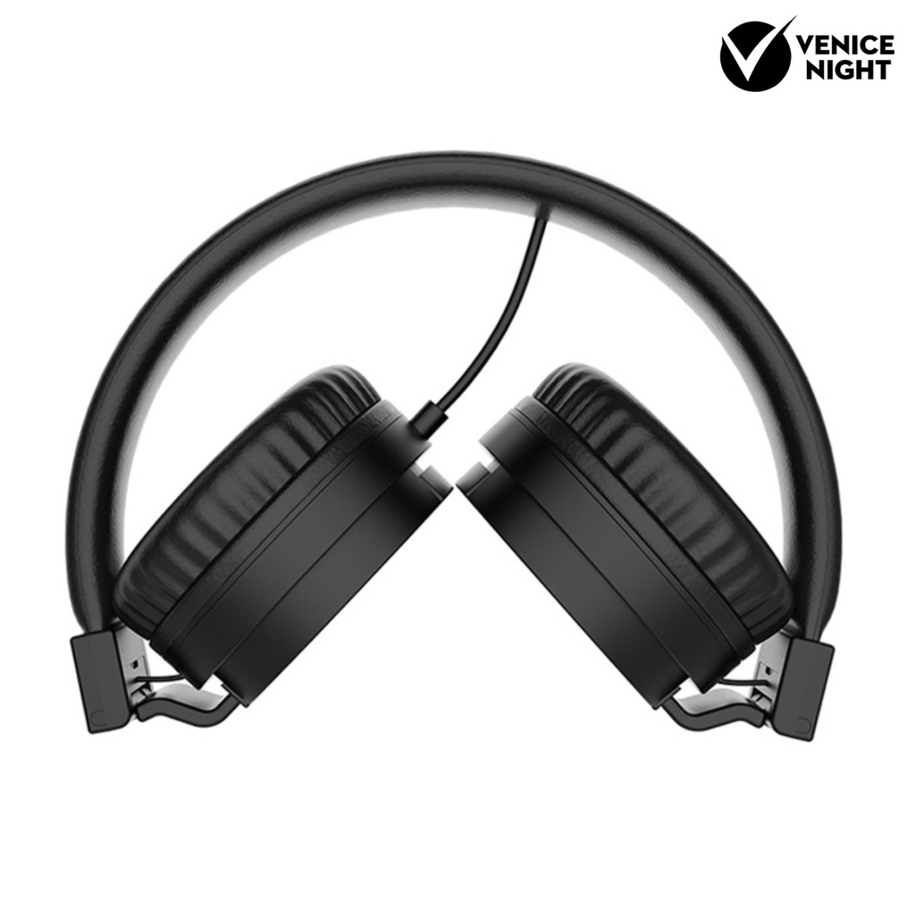 (VNEP) (Berkabel) Headphone Warna Solid Lipat yang Dapat Ditarik Headset Gaming Musik Bass Berat