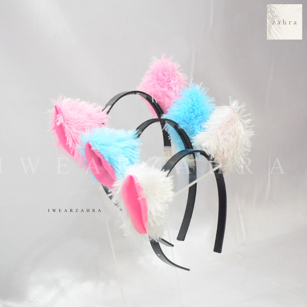 NEKOMIMI HEADBAND [POLOS] - Costume Anime Bando Kostum Telinga Kucing Bulu Cat Ear Hair Accecoris Aksesoris Rambut Lucu Murah