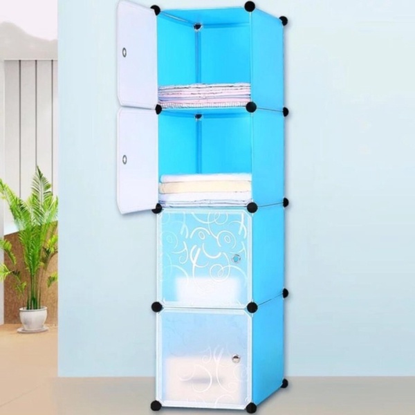 Unik Lemari Plastik 4 Level TransparanRak Susun Baju Buku Plastik Limited