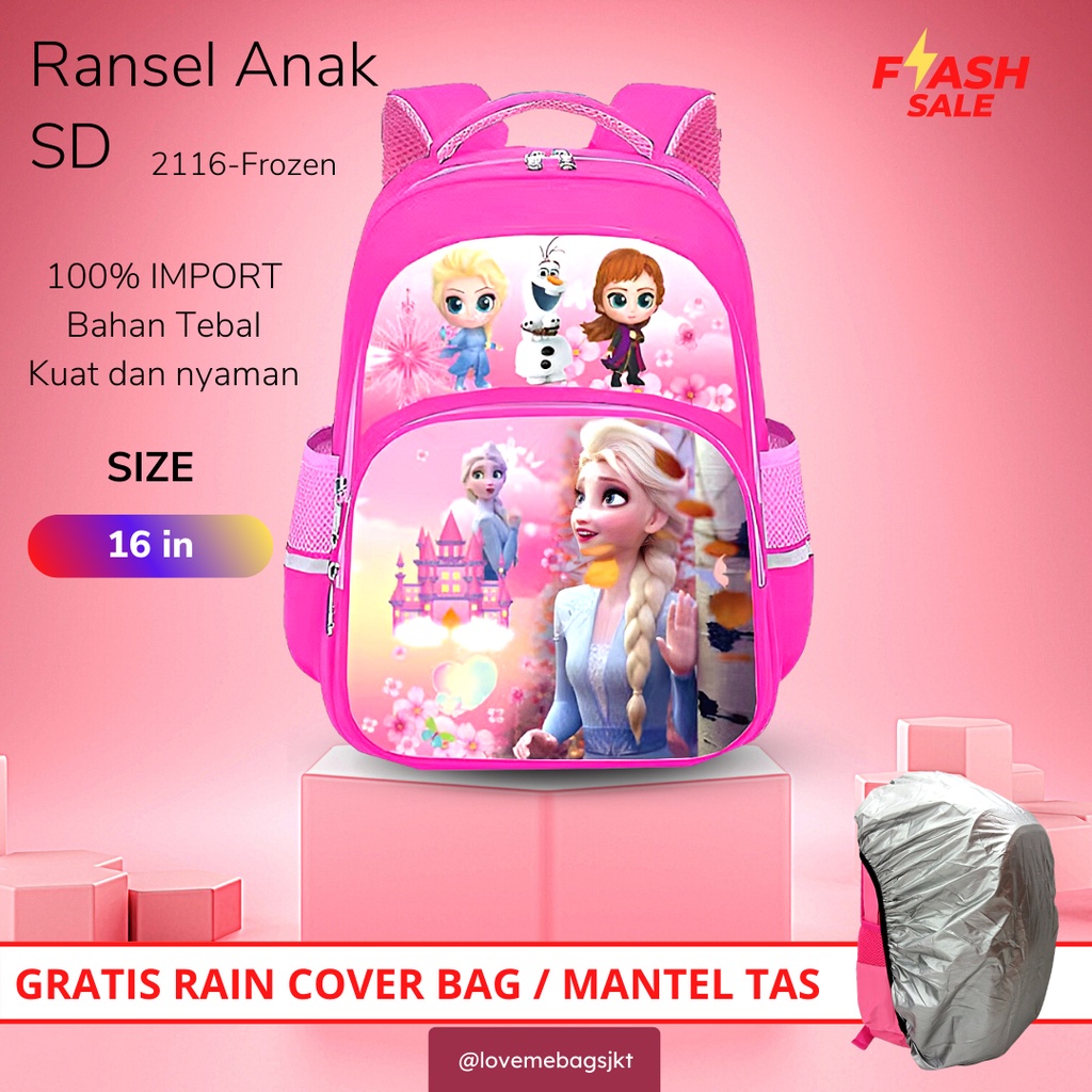 LMB Tas Anak Perempuan Sd Import Karakter Lucu Bahan Nilon Kualitas Premium Bagian Depan Full Printing Tebal 3D