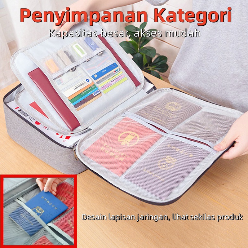Tas Document Import Premium/Tas Penyimpanan Sertifikat/Tas Dokumen Storage Box/Tas Dokumen Bag Tempat/Tas Travel Waterproof Password Penyimpanan Dokumen Penting Lantai 4 Tas Murah COD