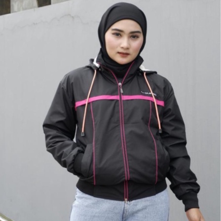 Jaket Bomber Wanita Bahan Parasut Kombinasi Warna (X-Guard) | Gista Jaket Hoodie Wanita Terbaru Kekinian | Fashion Hits Kekinian OOTD Viral Terbaru