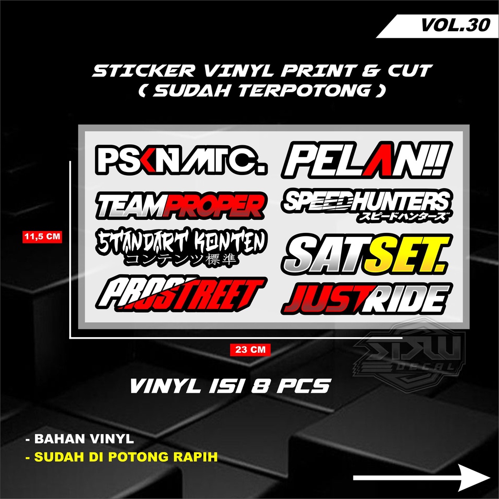 Sticker Racing Vinyl Pack Print &amp; Cut Stiker Motor Setiker Racing Variasi 30/34