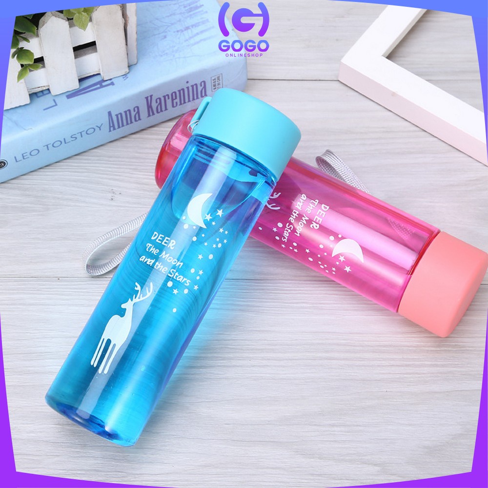 GOGO-C709 Botol Minum Portable 450ML Motif Karater Binatang Rusa / Tumbler Botol Air Minum Sport Travel Anak Sekolah