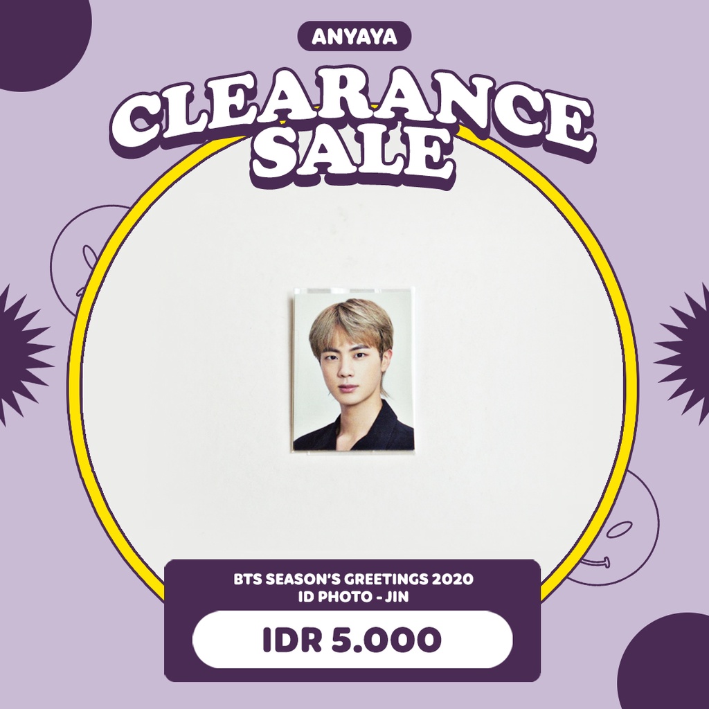 [READY STOCK] BTS SEASON'S GREETINGS 2020 OFFICIAL MERCHANDISE SHARING ID PHOTO SEOKJIN JIN