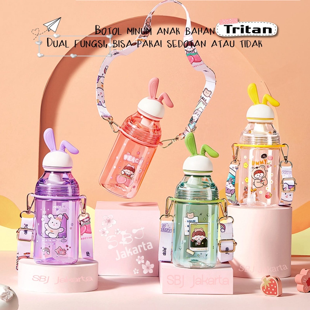 BOTOL MINUM ANAK TRITAN 100% BPA FREE CUTE LITTLE 400ML TALI &amp; SEDOTAN