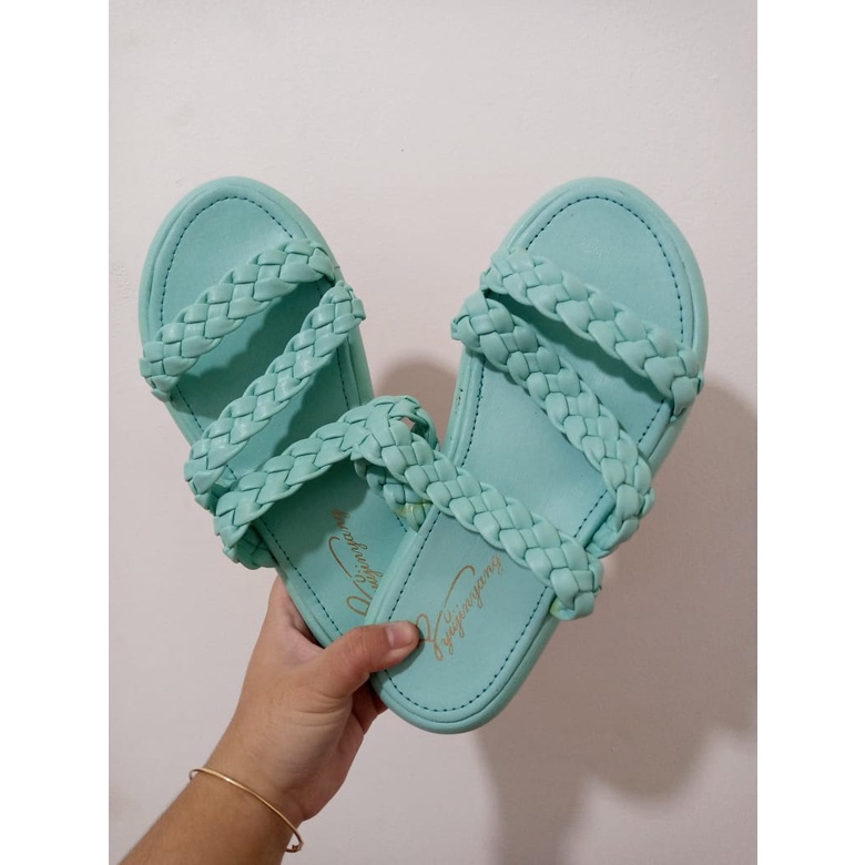 SANDAL TALI KEPANG MENYILANG/SANDAL FLATFORM WANITA EMPUK AMC 66