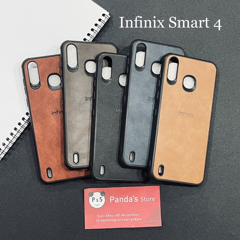 Leather Case Infinix Smart 4 Softcase Kulit Elegan Casing Slim Fit