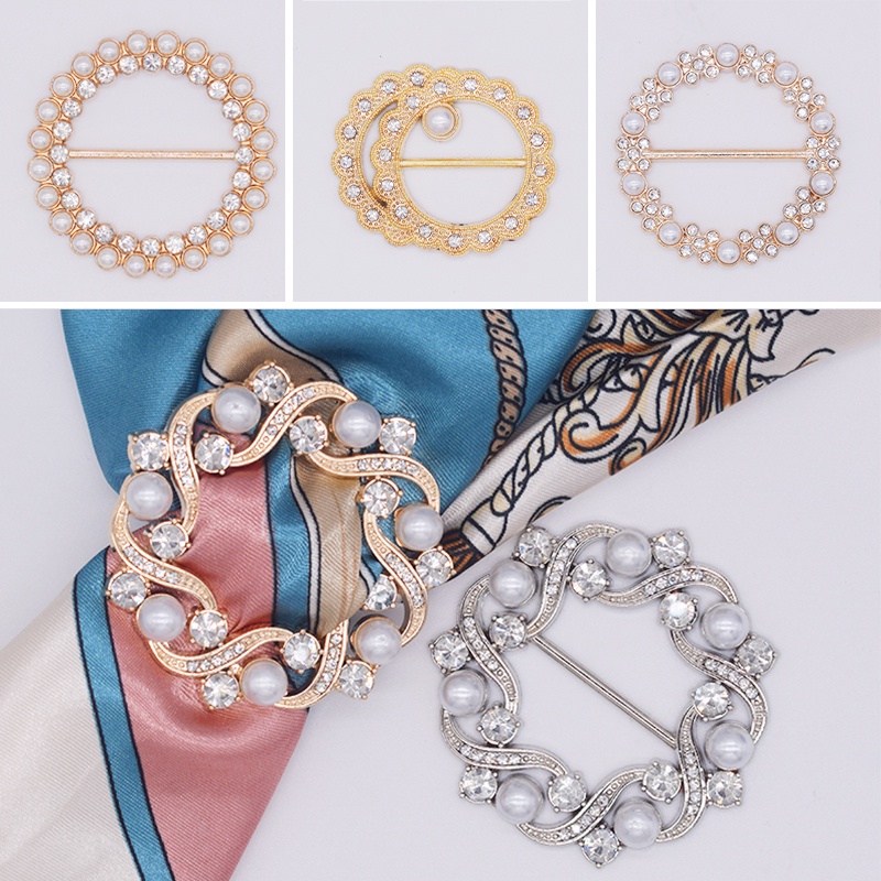 Bros / Pin Syal / Selendang / Hijab Aksen Mutiara Imitasi Untuk Aksesoris Wanita