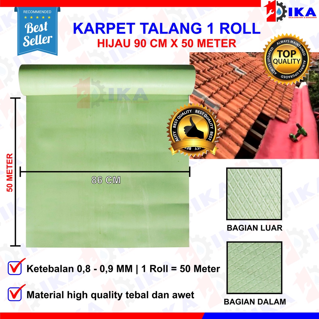 Karpet Talang Air 1 Roll 90 (Bersih 86cm) Hijau Pabrikan READY 1 Roll = 50meter !!