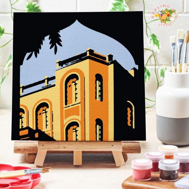 

Paint by number lukisan bangunan city versi 3 canvas 20x20 cm - city05, 15x15cm