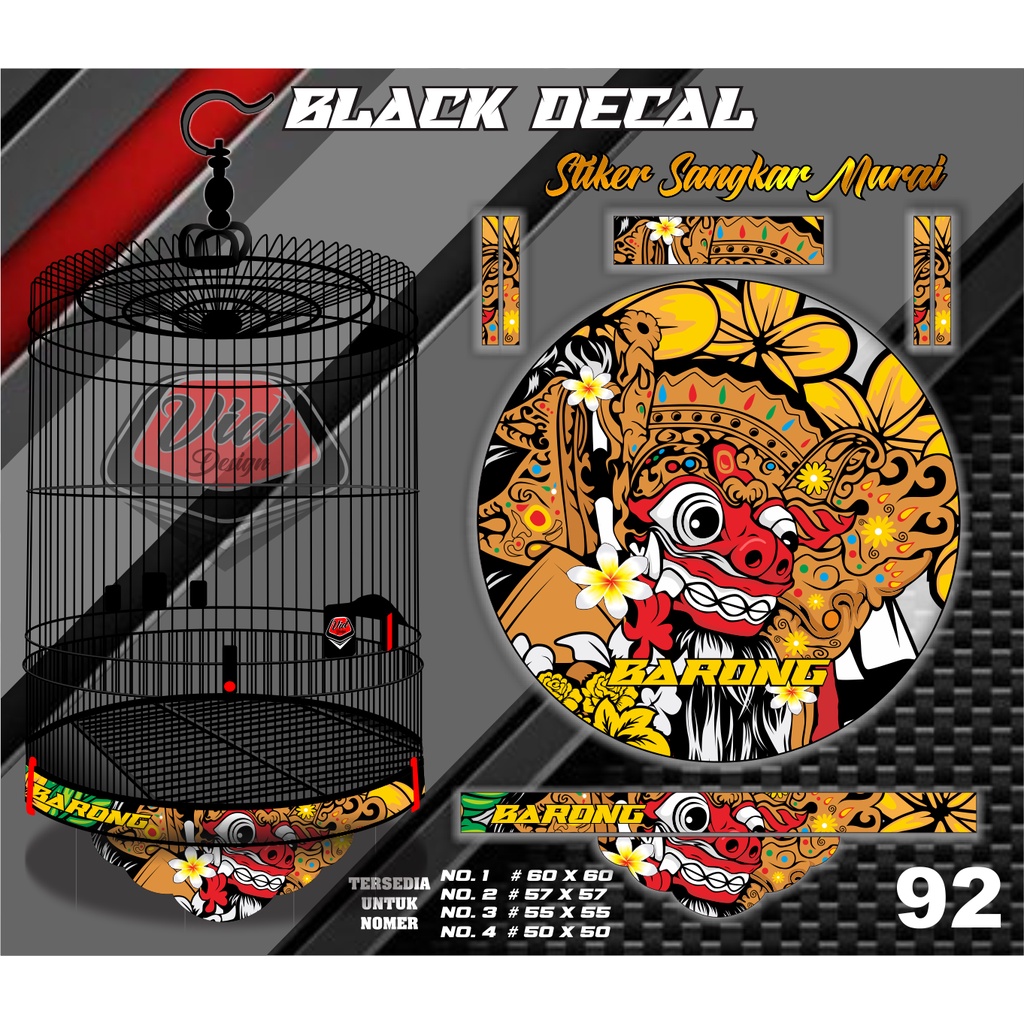 Decal Stiker Sangkar Kandang Murai Motif Barong No 1 2 3 4